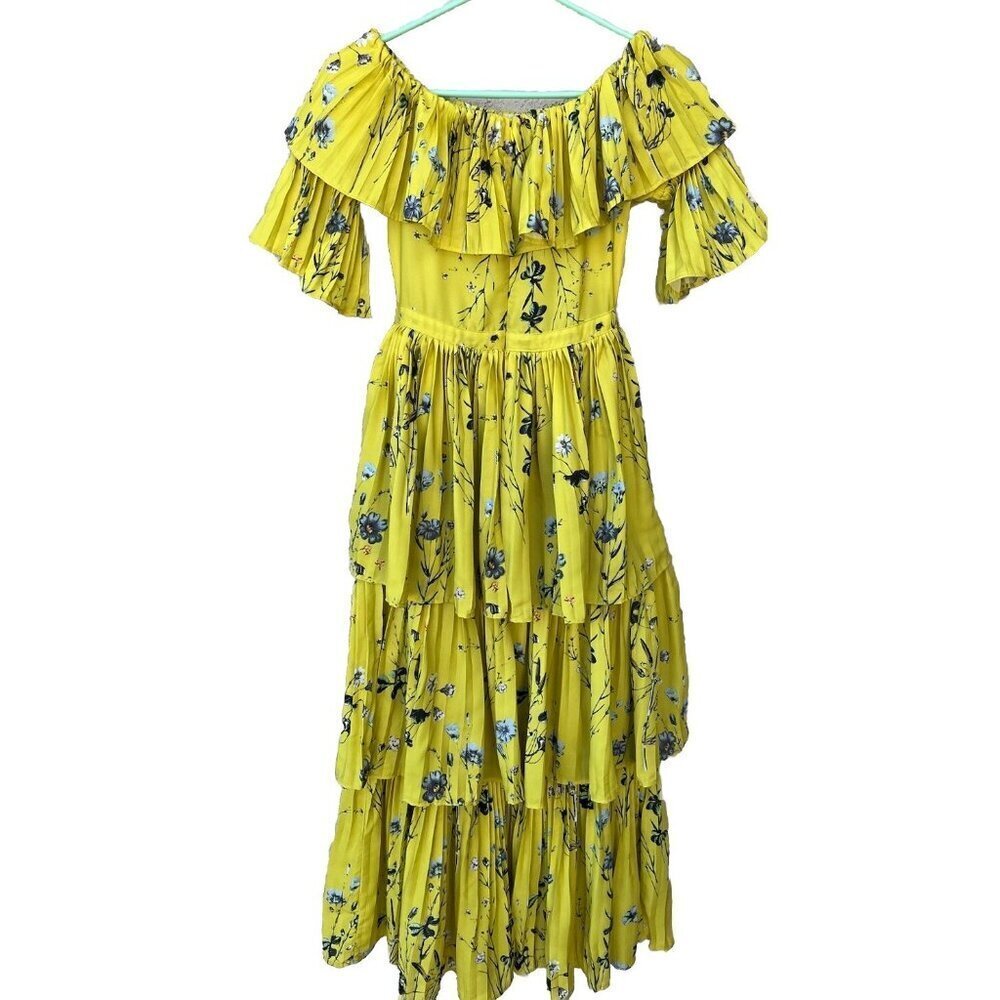 Few moda Women's Yellow Floral Off the Shoulder Pleated Maxi Dress Size S NWOT - Picture 5 of 16
